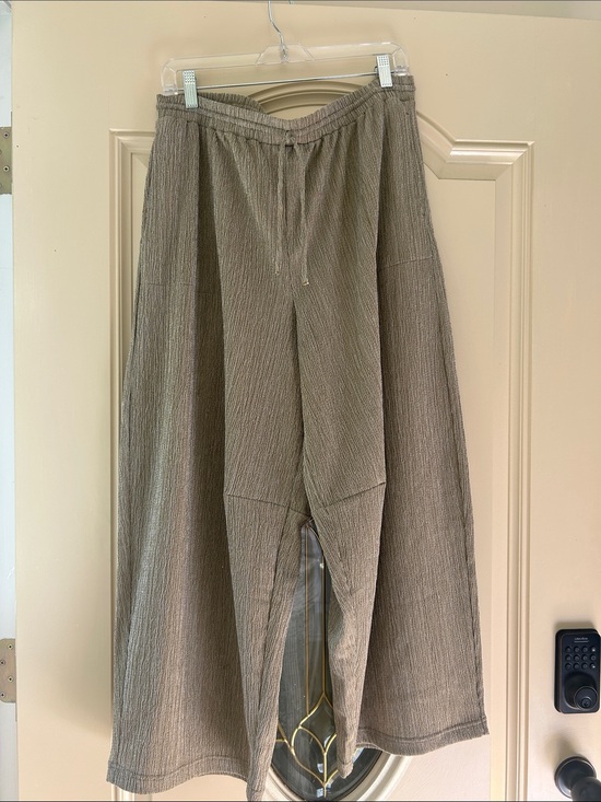 LOFT Pants - Womans Casual Drawstring Wide-Leg Pants - Taupe